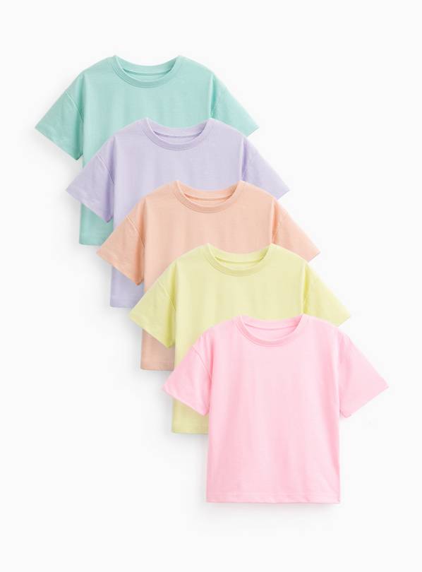 Pastel Colours Relaxed Fit T-Shirts 5 Pack 5-6 years